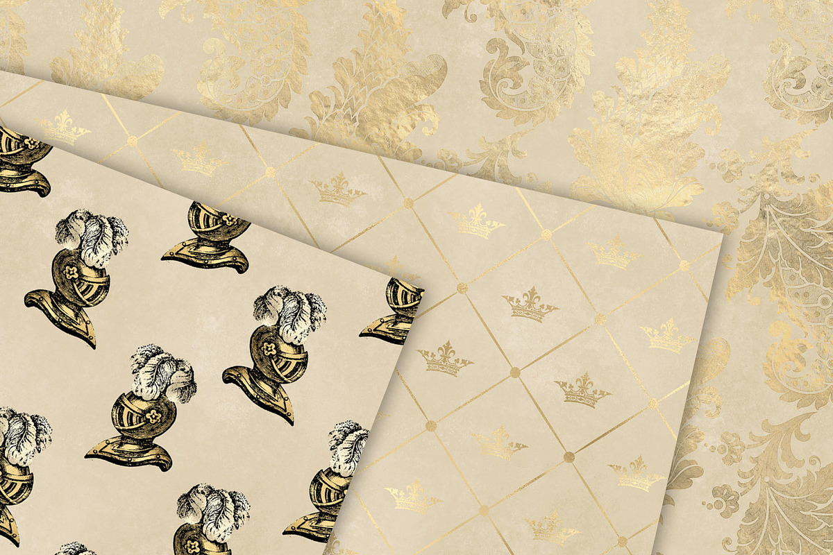 Ivory & Gold Princess Digital Paper, a Pattern Graphic by Digital Curio
