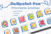 28 Ballpoint pen procreate brushes, a Brush Add-On by ProcreateiBox (Thumbnail 1 of 9)