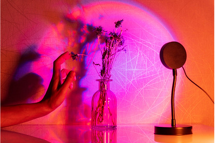Sunset projector lamp on the table, an Abstract Photo by darksoul72