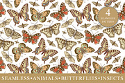 Seamless Butterflies Moth insects, a Pattern Graphic by Vintage (Thumbnail 1 of 13)