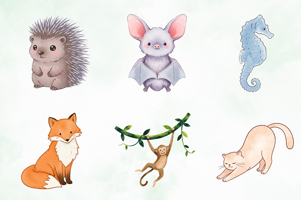 Animals Minimalist Cartoon Clipart, an Illustration by Creative Art (Photo 7 of 9)