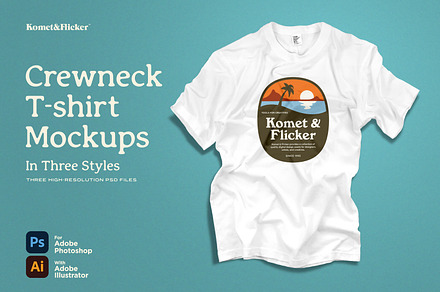 Crewneck T-shirt Mockups, a Shirt Mockup by Komet & Flicker
