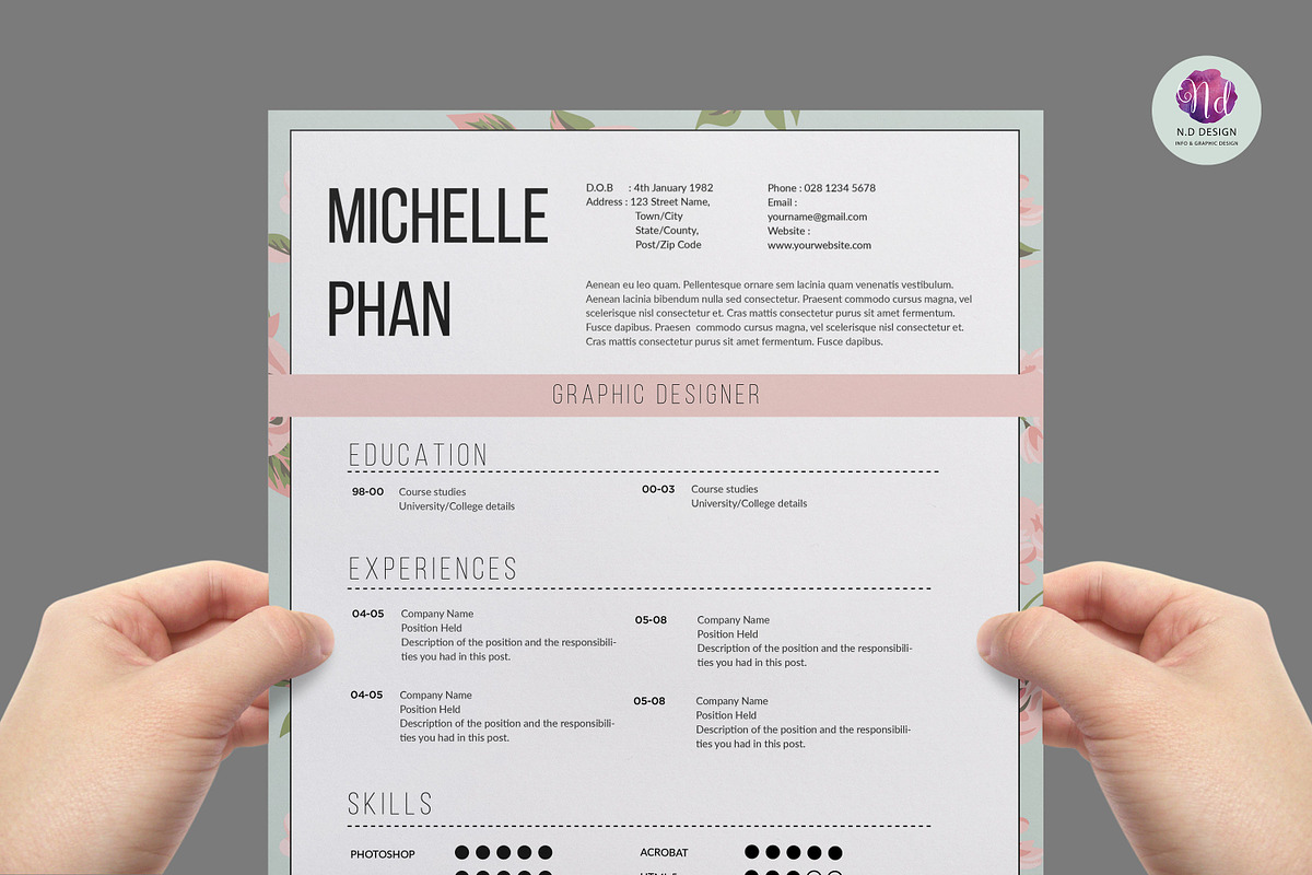 Elegant 1 page CV template, a Resume Template by Chic templates (Photo 1 of 4)