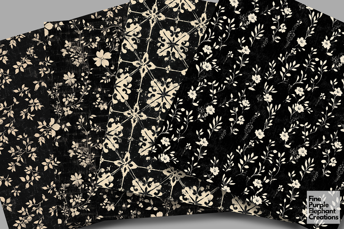 Black Distressed Cottagecore Shabby, a Pattern Graphic by Fine Purple Elephant (Photo 3 of 5)