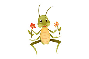 Playful Cartoon Grasshopper, an Animal Illustration by the8monkey