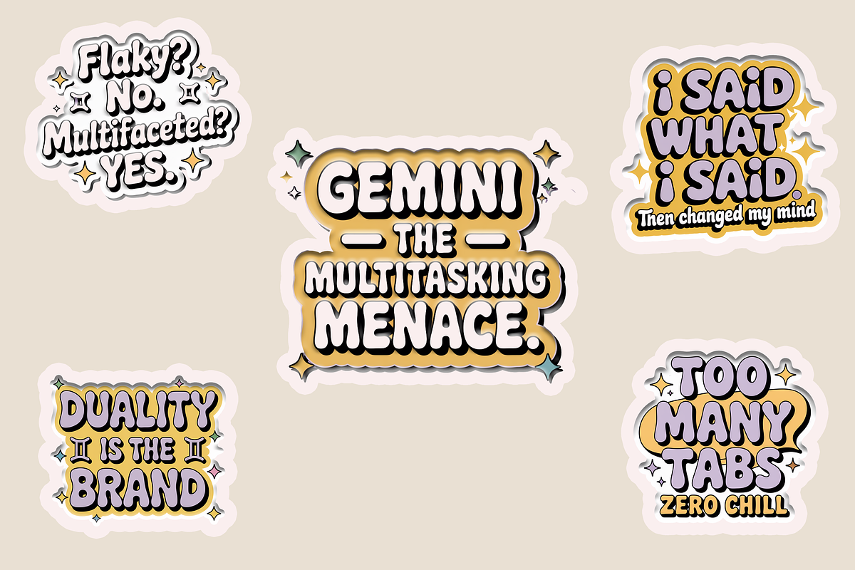 Funny Zodiac Digital Sticker Set, an Object Graphic by Jakayla Digital Co (Photo 9 of 20)