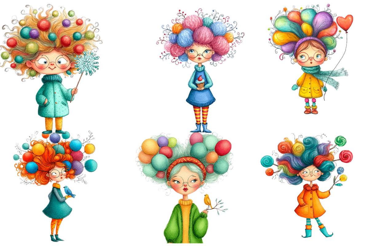 Quirky Christmas Girl Clipart, an Illustration by DreamArtGraphic (Photo 4 of 5)