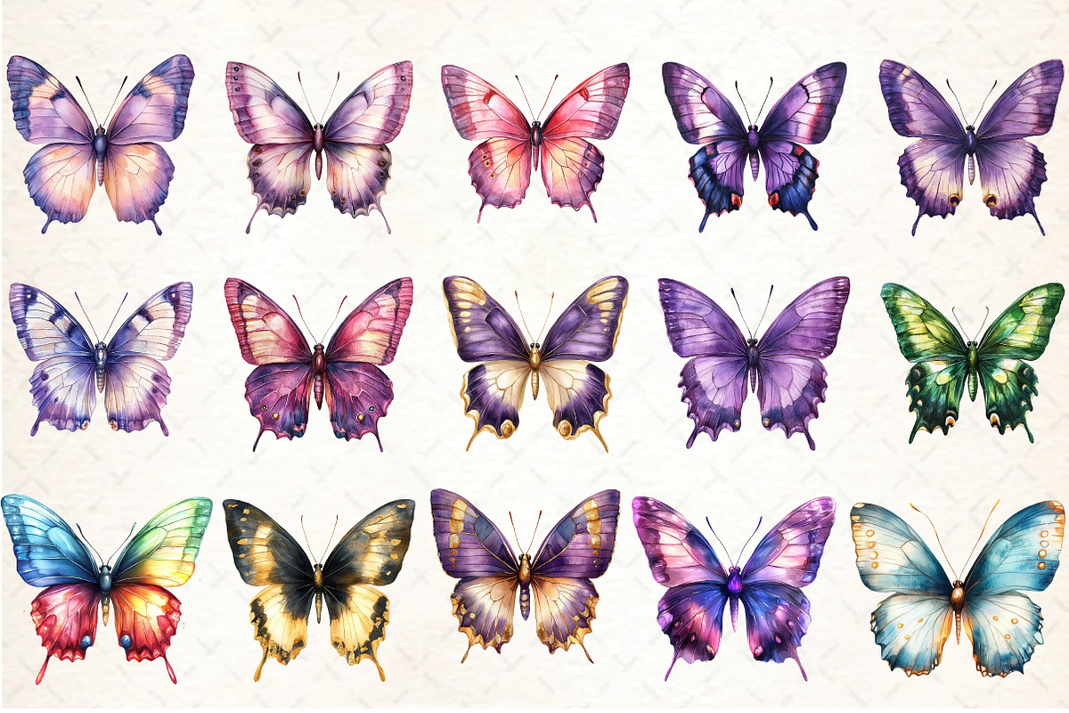 Watercolor Butterfly Clipart, an Animal Illustration by DreamCafeArt (Photo 2 of 3)