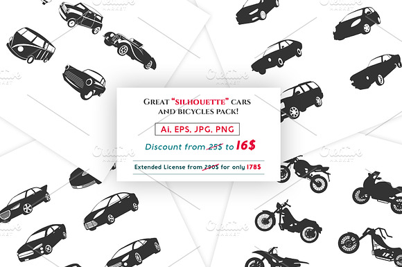 Silhouette Car And Bike Icon Pack!