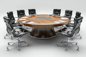 Modern conference room setup with a, a Photo by Tanuart