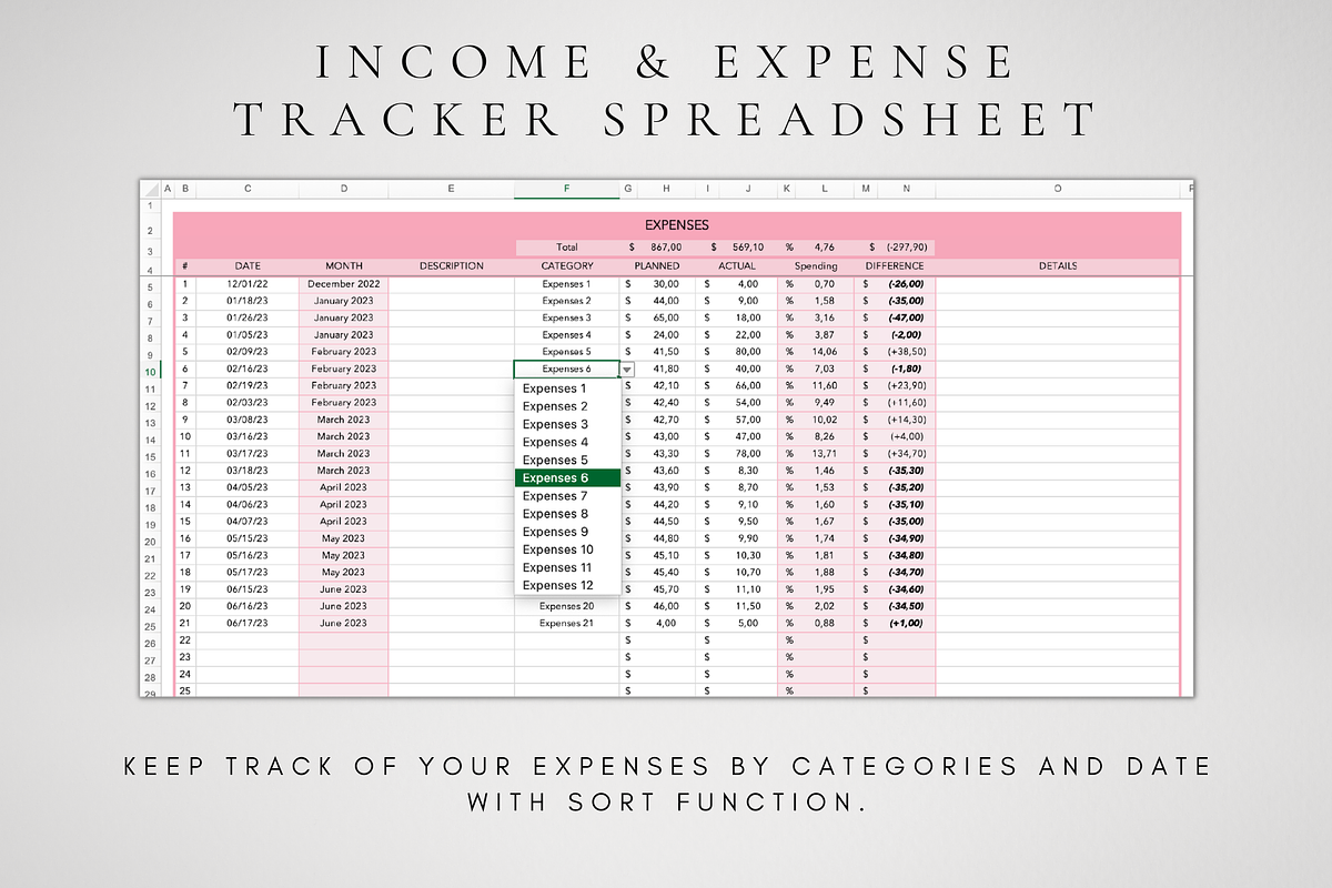 Excel Income & Expense Tracker, a Templates & Theme by BRANDcontent (Photo 4 of 9)