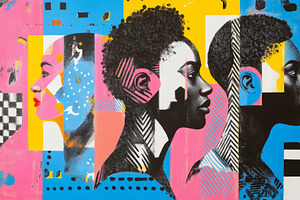 Vibrant Abstract Portrait of Women in Geometric Street Art, an Abstract Photo by Natalia Klenova's Shop