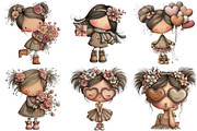 Whimsical Valentine Girl Clipart, an Illustration by Craft Nest (Thumbnail 6 of 9)