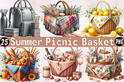 Summer Picnic Basket Clipart Bundle, an Illustration by SVGArt (Thumbnail 1 of 7)