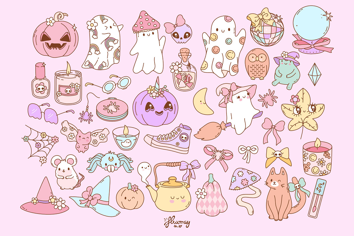 Too Cute to Spook – Pastel Halloween, a Seasonal Illustration by Huxmay (Photo 3 of 7)