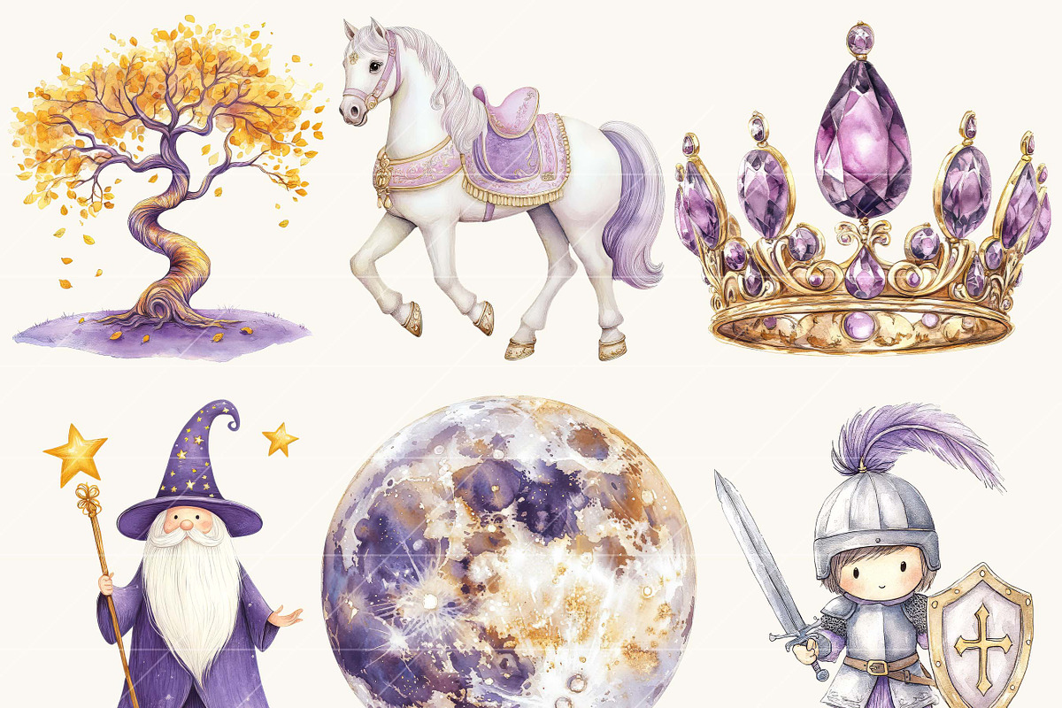 Watercolor Lavender Legends Clipart, an Illustration by SparkyDesignsUS (Photo 3 of 9)