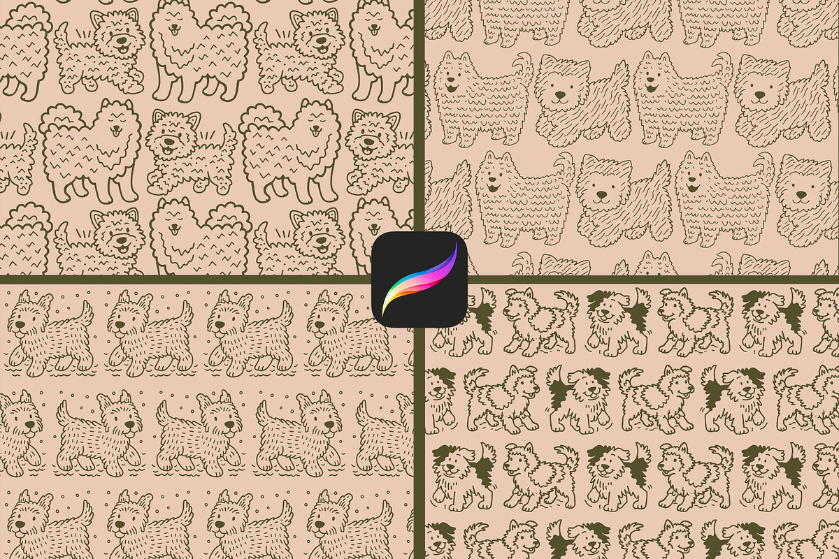 Adorable Dogs Procreate Patterns, a Brush Add-On by Heather Green Designs (Photo 3 of 8)