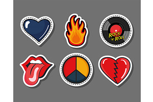 Six Rock And Roll Stickers