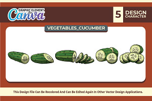 Cucumber Vegetables Vector Set, an Illustration by vectstudio