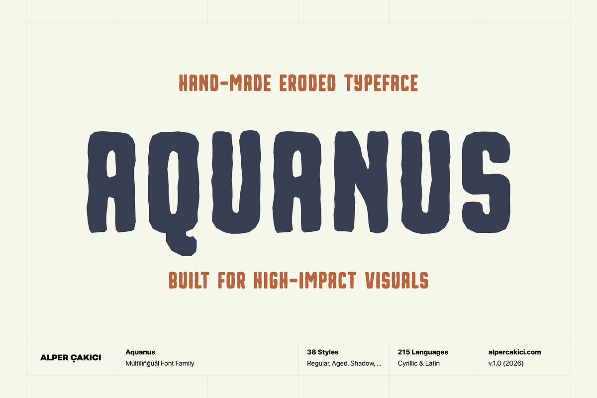 Aquanus - Bold Eroded Font Family, a Handwritten Font by alpercakici (Photo 1 of 14)