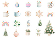 Cute Boho Christmas Watercolor Clipa, an Illustration by Designworld (Thumbnail 5 of 5)