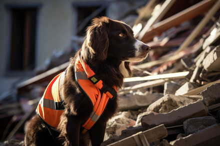 Portrait of a dog in a yellow rainco, a Photo by Iftikhar Alam