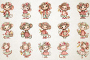 Quirky Monkey Mama Banana Clipart, an Animal Illustration by RobertsArt (Thumbnail 4 of 5)