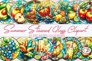 Summer Stained Glass Clipart Bundle., an Illustration by SVGArt