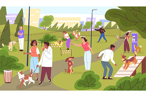 Dog playground. People training, an Illustration by Stock-Smart-Start