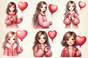Valentine cute girl Clipart, an Illustration by DreamArtGraphic (Thumbnail 2 of 6)