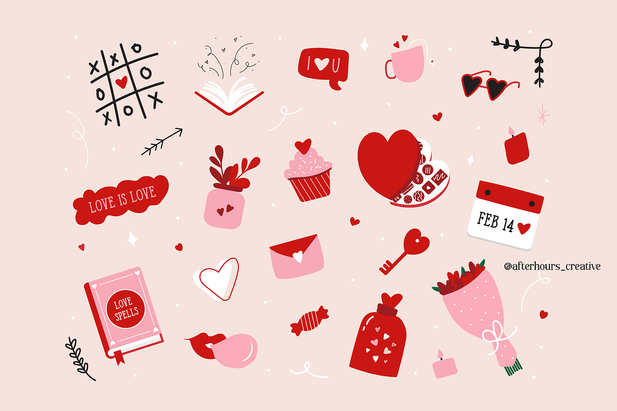 Hand Drawn Valentines Bundle, an Illustration by After Hours Creative (Photo 2 of 5)