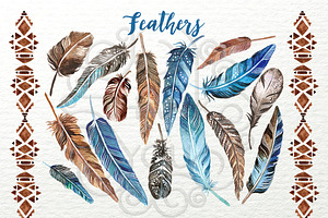 Feathers-watercolor Clip-art