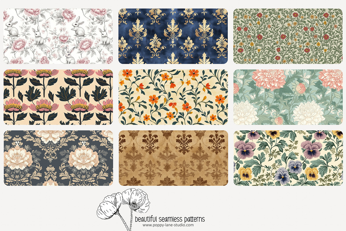 70 vintage nature seamless pattern, a Pattern Graphic by Poppy Lane Studio (Photo 2 of 10)