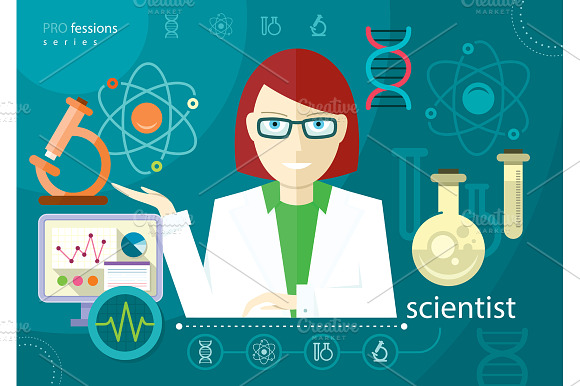 Profession scientist with icon preview 2
