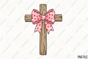 Coquette Valentine Cross PNG, an Illustration by CraftArtStudio