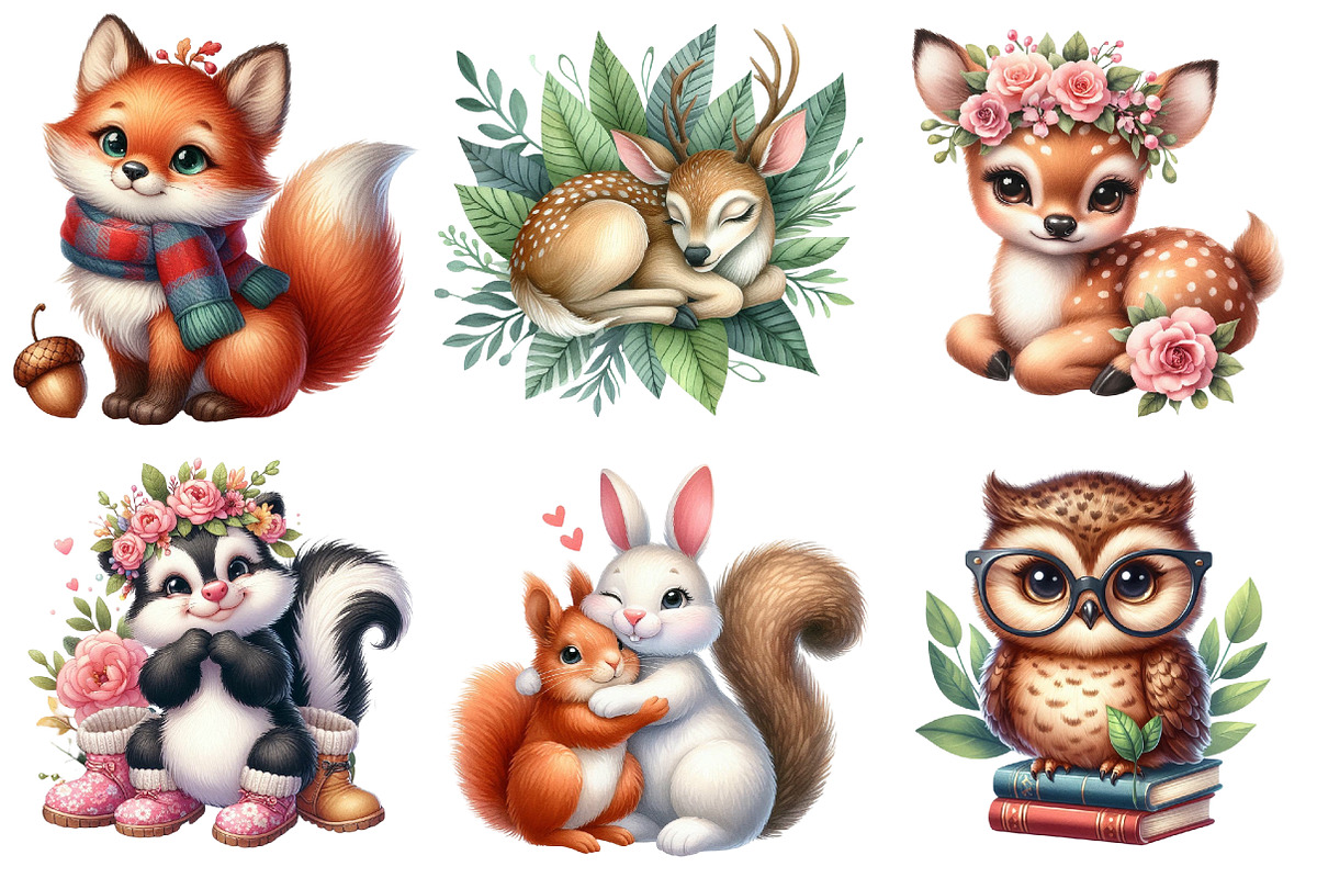 Sweet Forest Friends, Baby Animals, an Illustration by Watercolor design (Photo 2 of 4)
