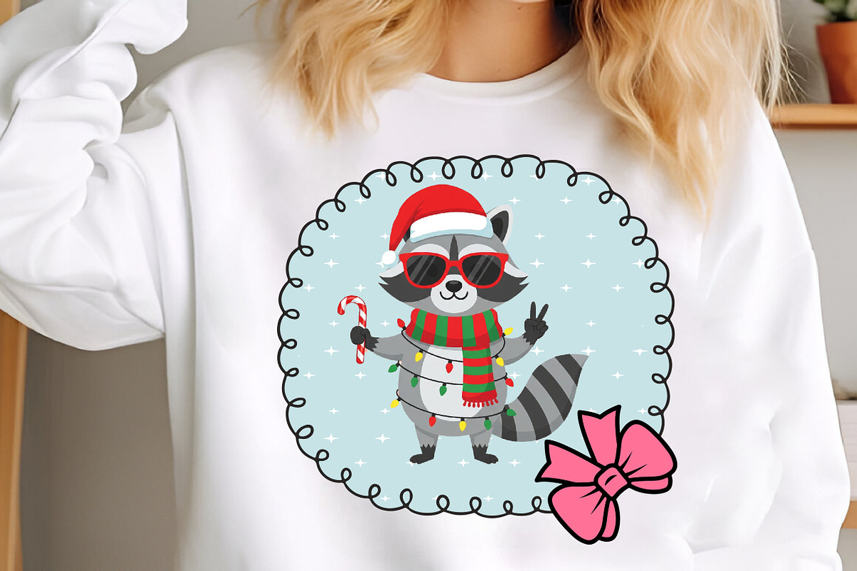 Christmas Funny Raccoon Coquette PNG, an Illustration by SinaCreation (Photo 2 of 7)