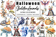 Halloween Skeleton Animals Clipart, a Graphic by CitraGraphics (Thumbnail 1 of 4)