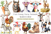 Cute Funny Farm Animals Clipart Farm, an Illustration by DreamArtGraphic (Thumbnail 1 of 4)