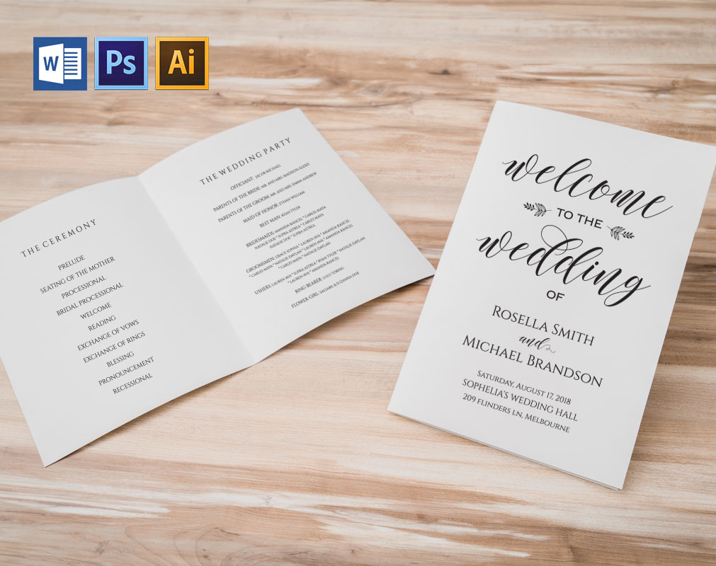 Wedding Program folded SHR366, an Invitation Template by Shafura_Wedding