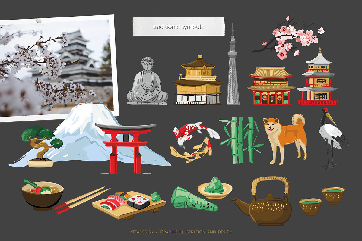 Japan symbols, patterns, map, an Object Graphic by yttadesign (Photo 4 of 17)