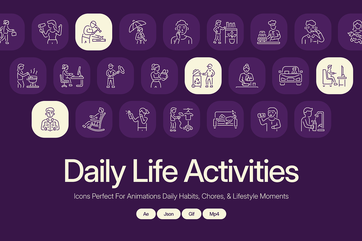 Animated Daily Life Activities Icon, an Outline Icon by Prosymbols (Photo 1 of 4)