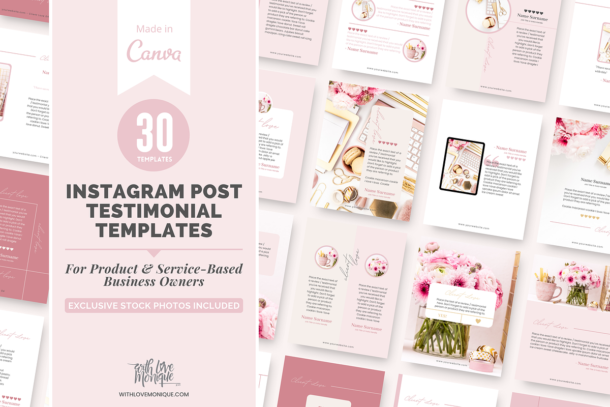 30 Instagram Post Templates, a Social Media Template by With Love Monique (Photo 1 of 9)