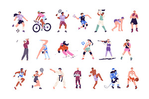 Sport athletes set, seamless pattern, a Sport Illustration by PaperTrident