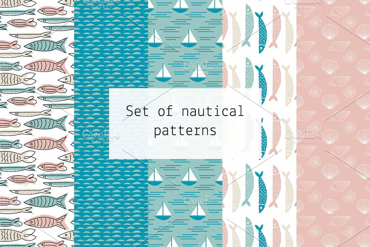 Set of nautical patterns, a Pattern Graphic by Lyolya Profitrolya (Photo 1 of 6)