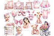 Baby Girl Clipart Bundle Newborn Bab, a Person Illustration by GlamArtZhanna (Thumbnail 3 of 5)