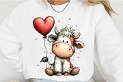 Whimsical Valentine Cow Clipart, an Illustration by OK Design (Thumbnail 5 of 6)