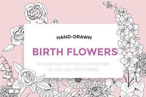 Birth Flower Vector Line Art
