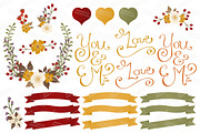 Autumn Floral Heart & Banner Vectors, an Illustration by Amanda Ilkov (Thumbnail 4 of 4)