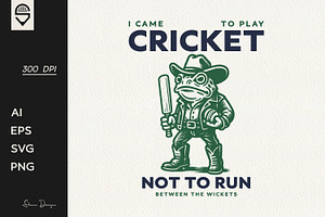 Funny Cowboy Frog Playing Cricket